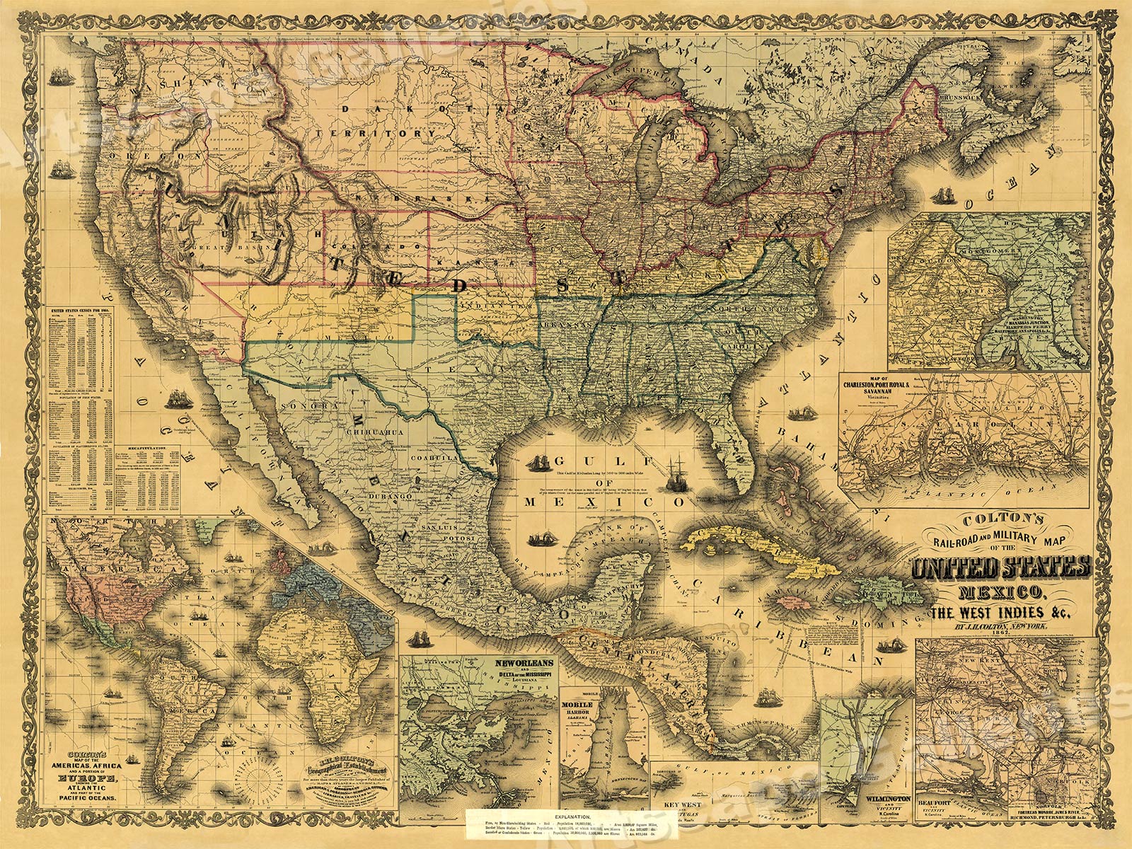 Military & Railroad Map US Civil