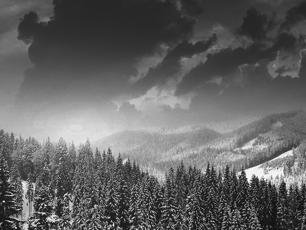 Winter Mountain Snow Dark Bw Nature