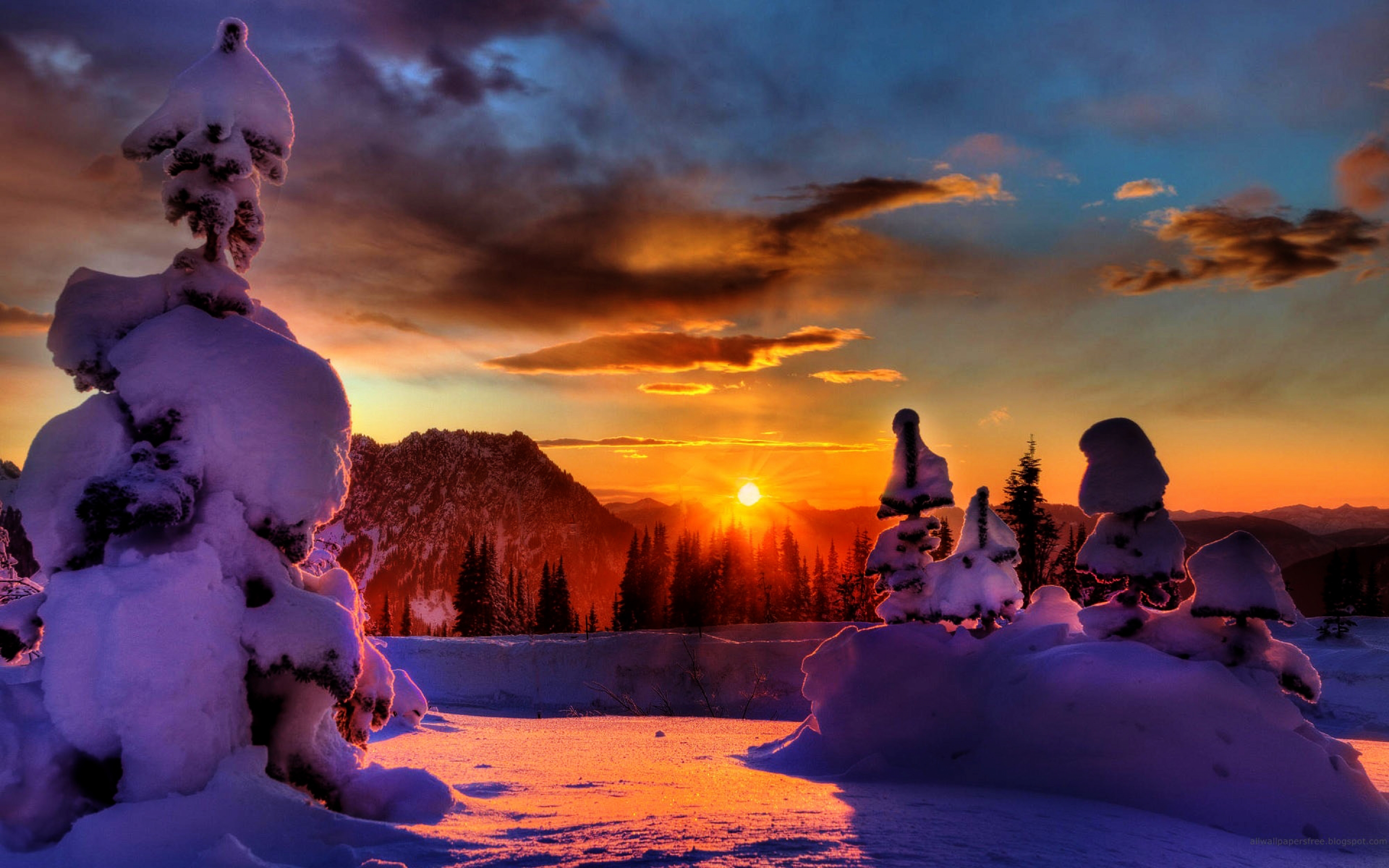Winter sunset wallpaperx1800