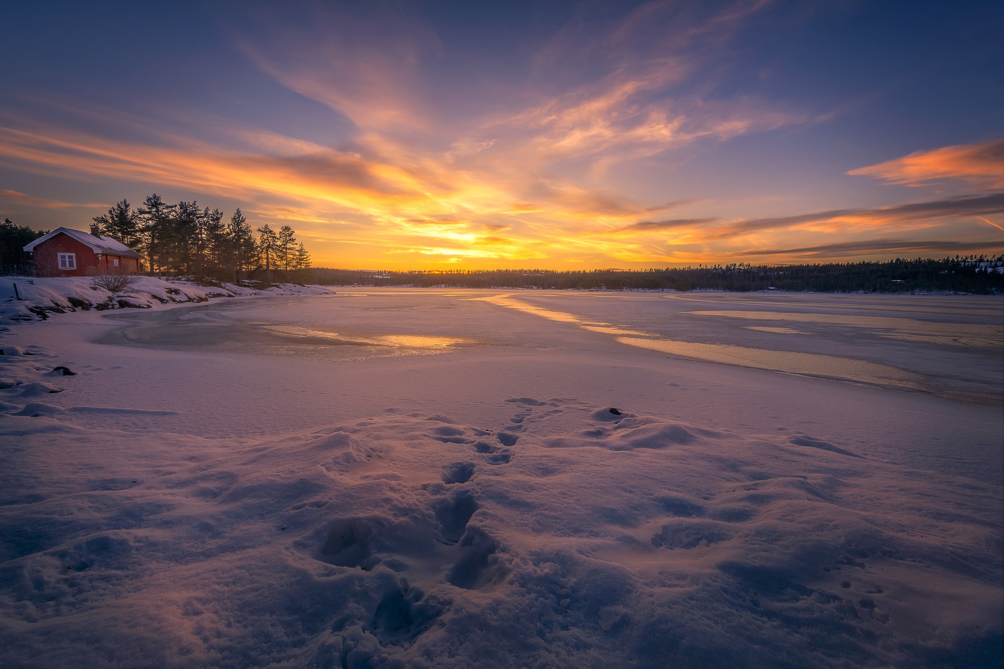 Winter, Sunset, Sky, Snow, Photography
