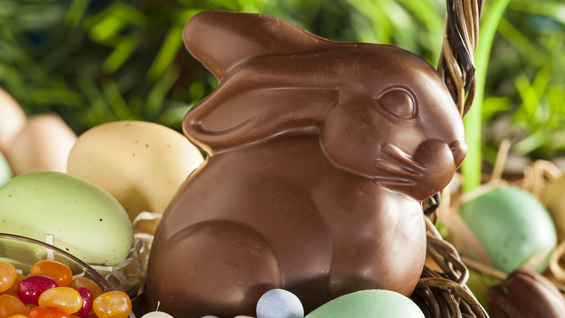 Photo Easter rabbit Eggs Chocolate Food