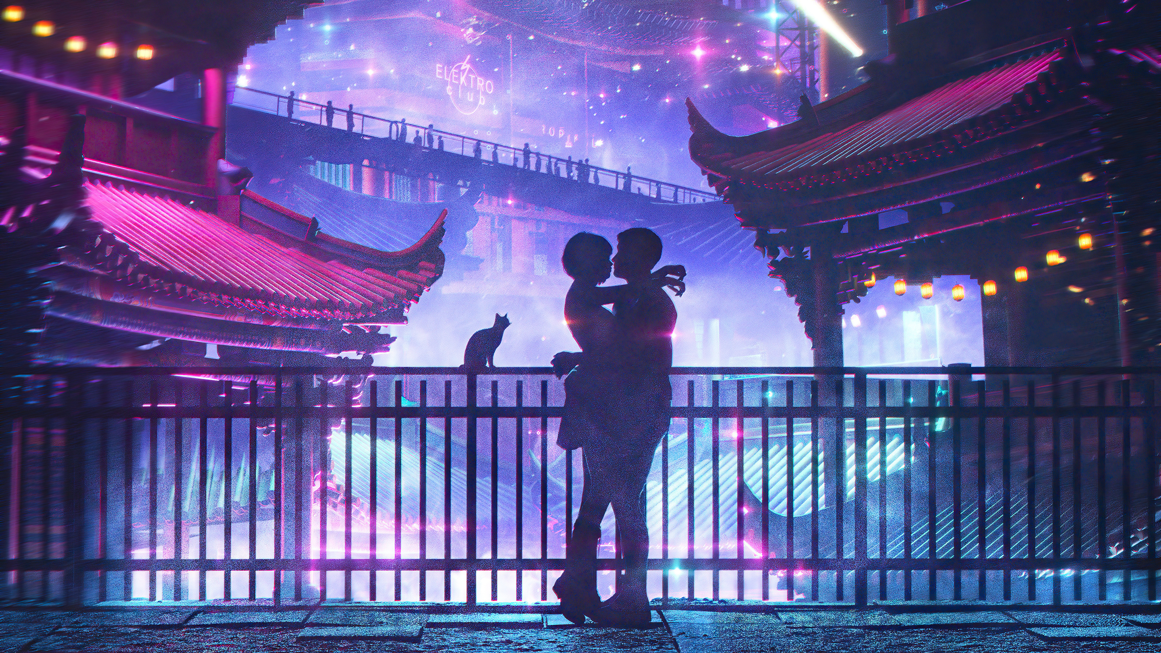 hugging, love, China, night, nightscape