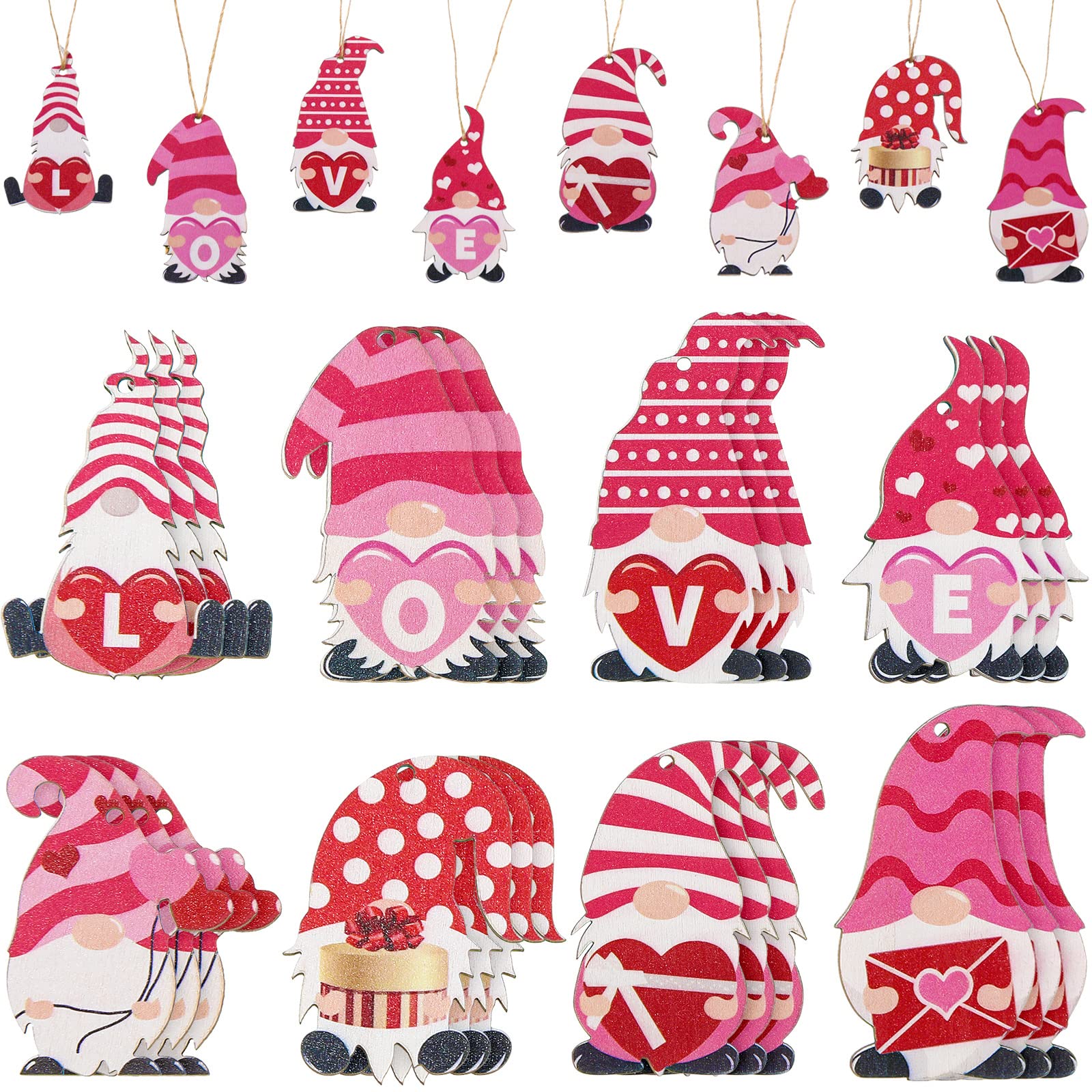 Pieces Valentines Gnome Wooden Gnome
