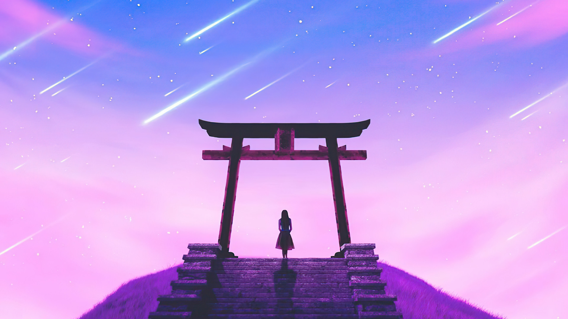 alone, purple background, simple