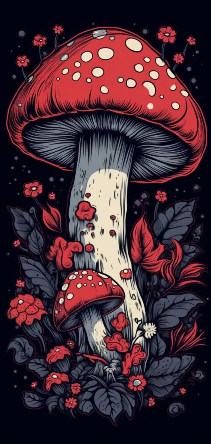 Mystical Mushrooms Cellphone Wallpaper