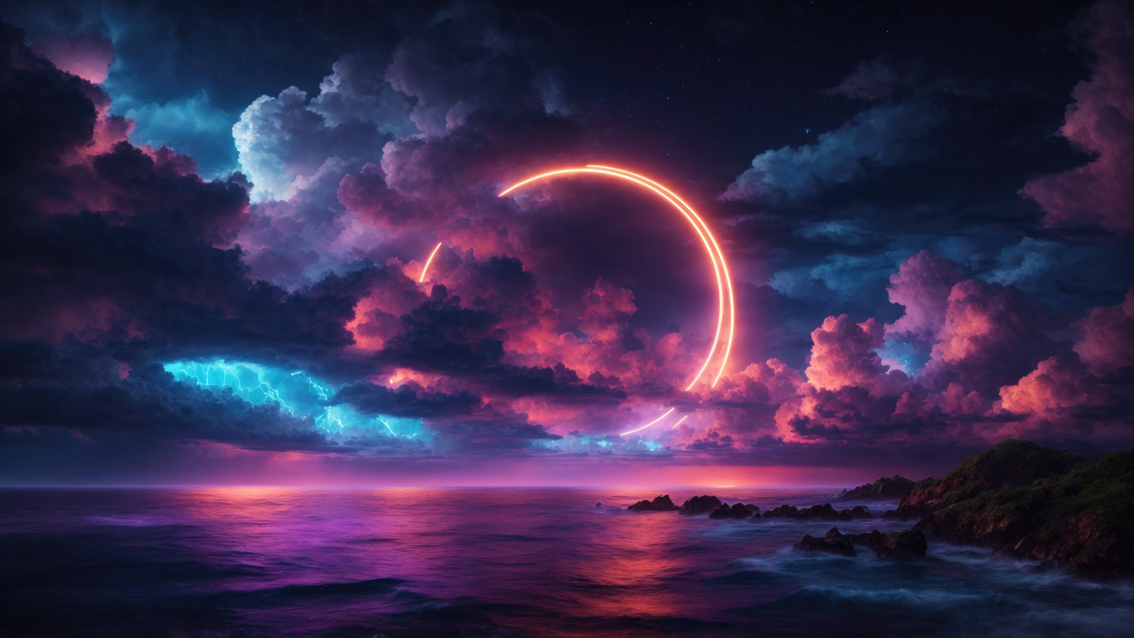 Midnight Reflections Moonlit Sea