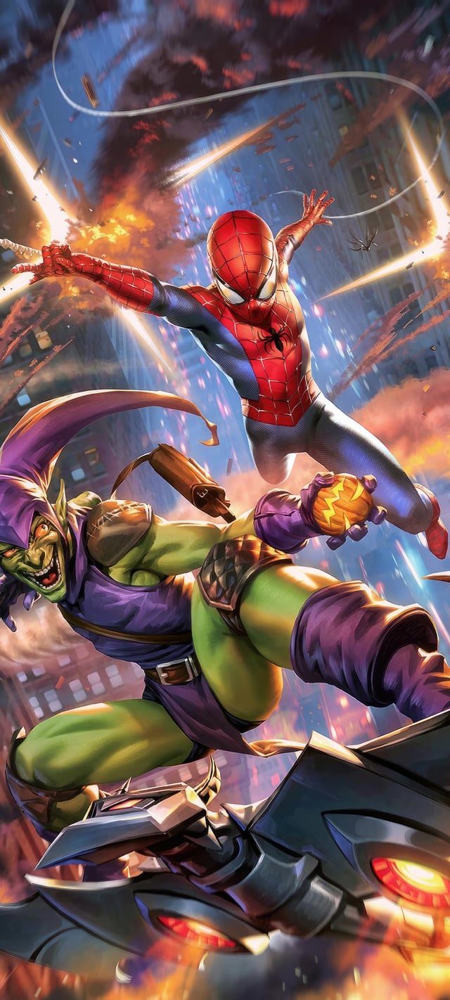 Spiderman And Green Goblin 1080x2400