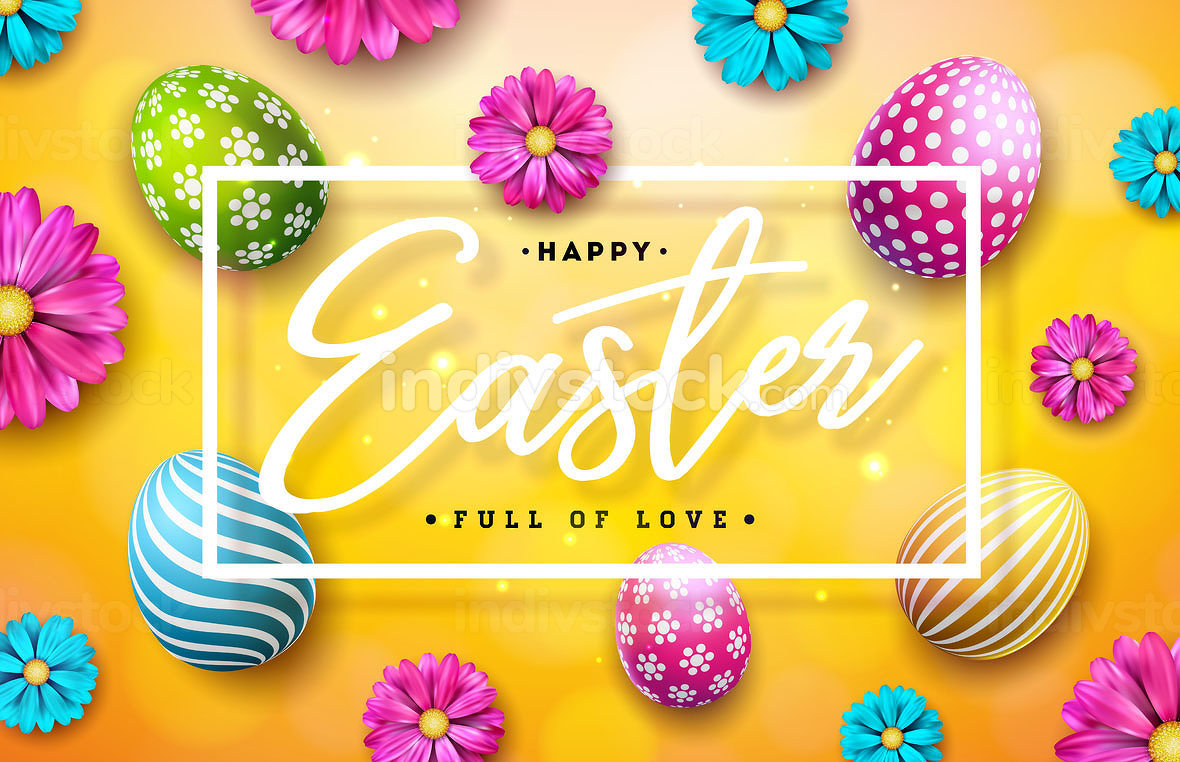 Happy Easter Illustration with Colorful