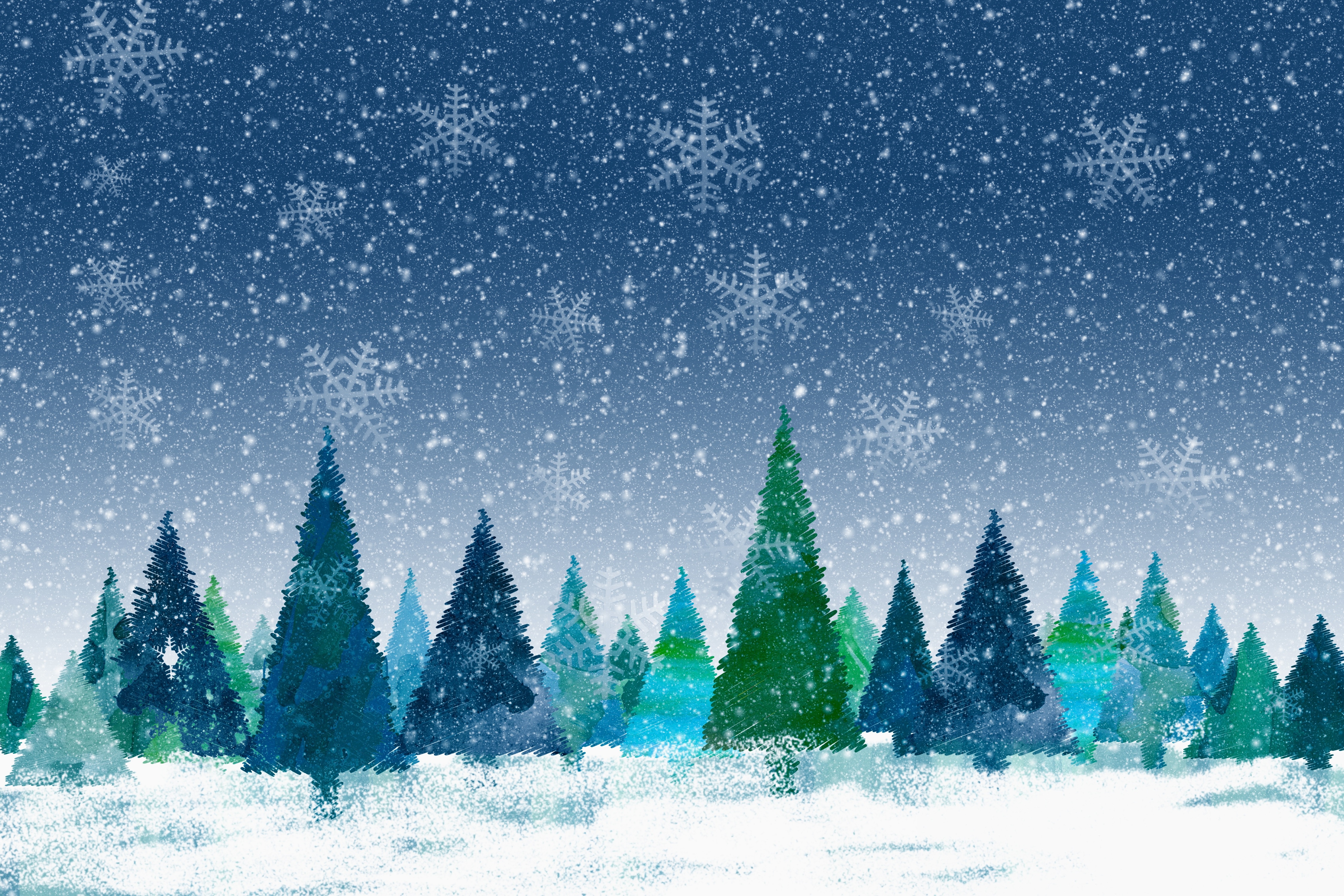 Winter Spruce Snowflakes 4500x3000
