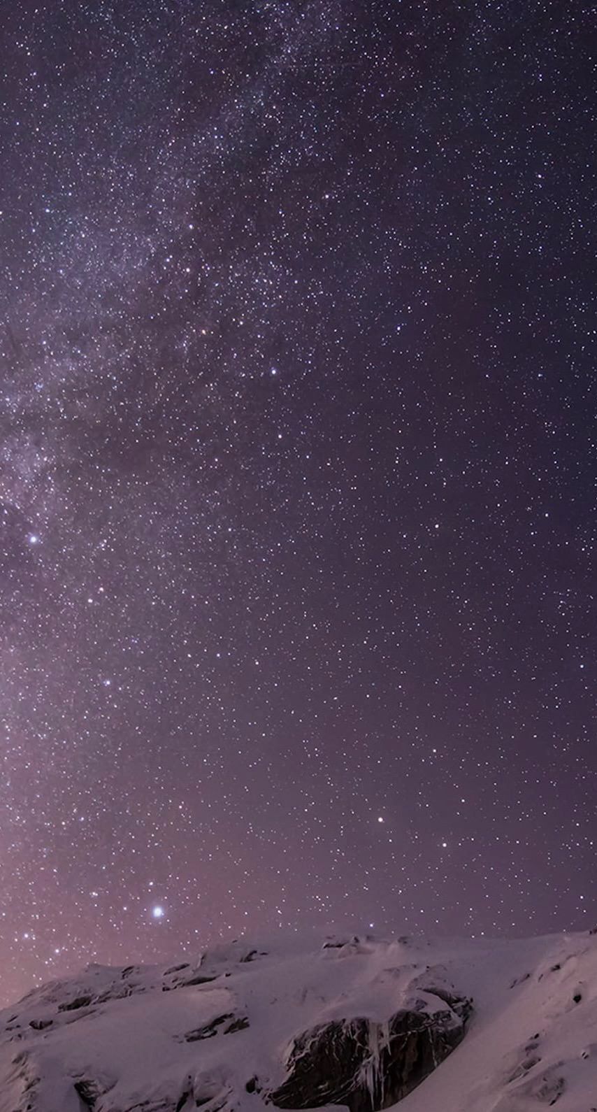 Snowy mountain landscape night sky