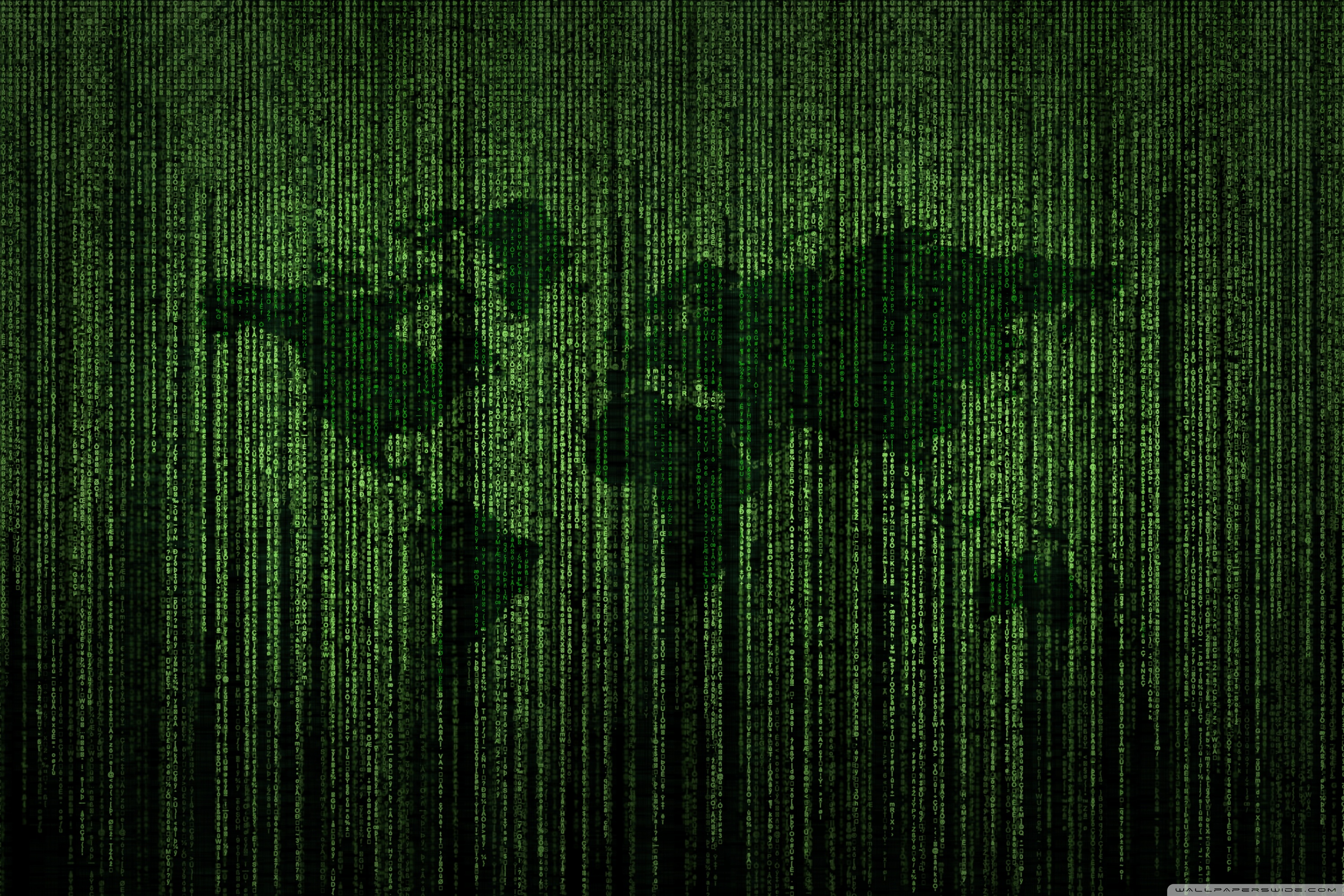 Green Matrix Code World Map Ultra HD