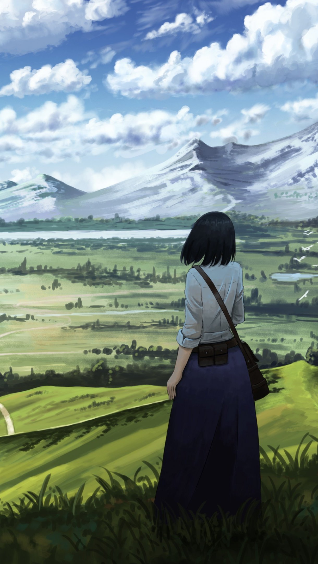 Anime girl in landscape Wallpaper 4k HD