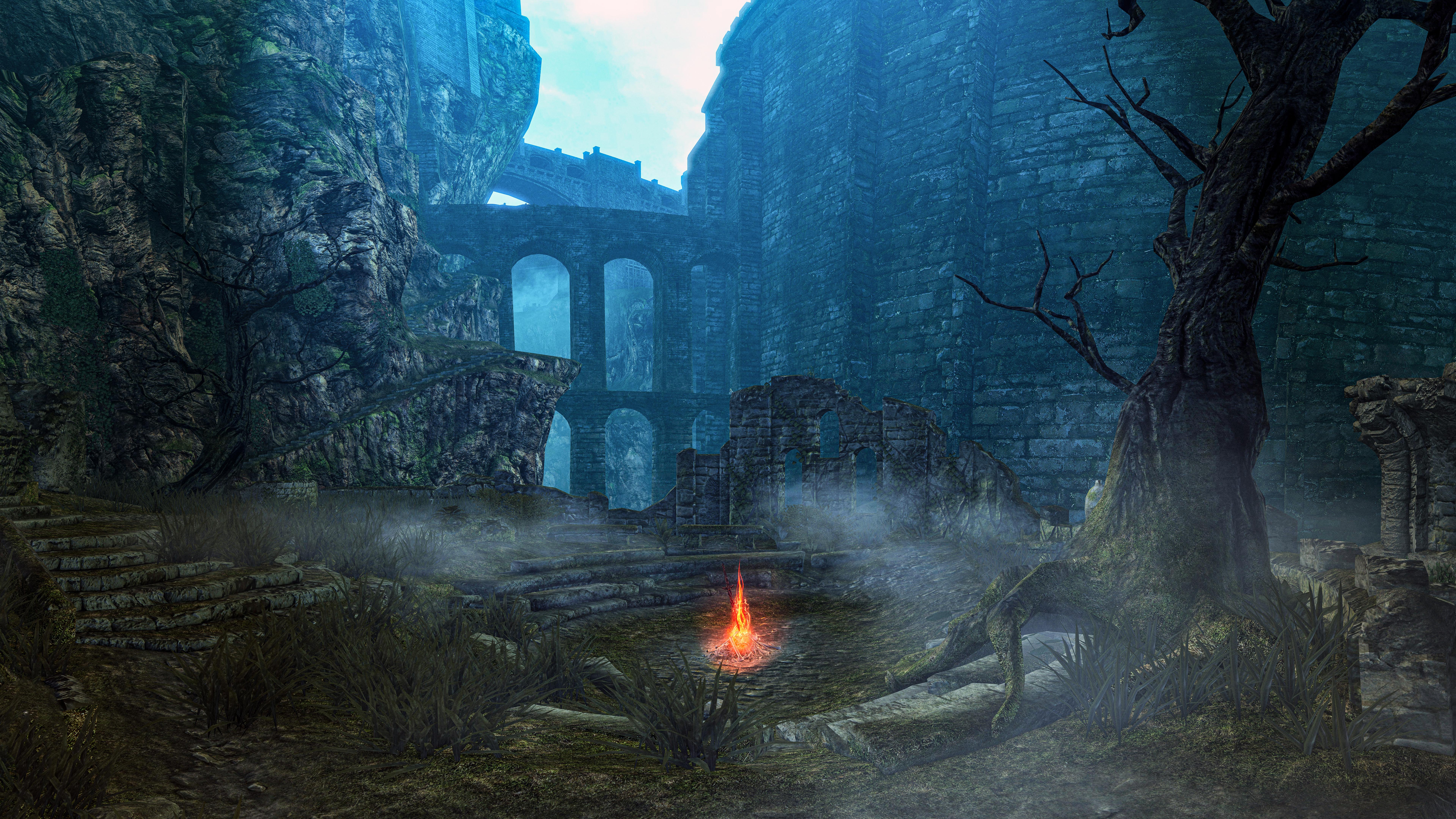 I made an 8K Firelink Shrine Wallpaper