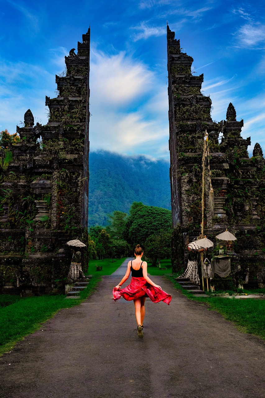 Woman Bali Handara Gate Indonesia