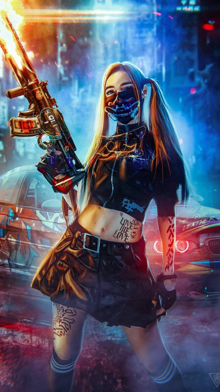 Tattoo Cyberpunk iPhone X Wallpaper
