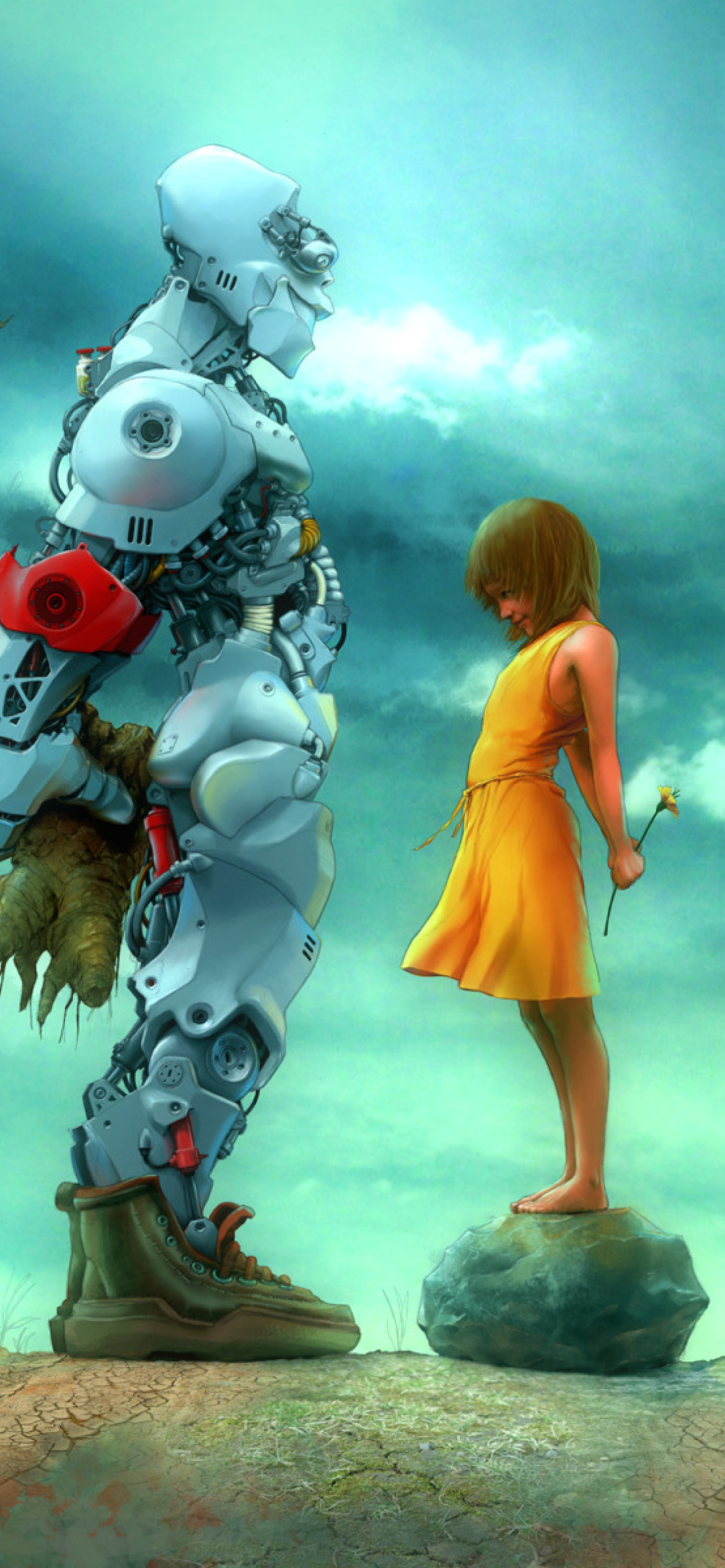 Girl And Robot Wallpaper for iPhone 11