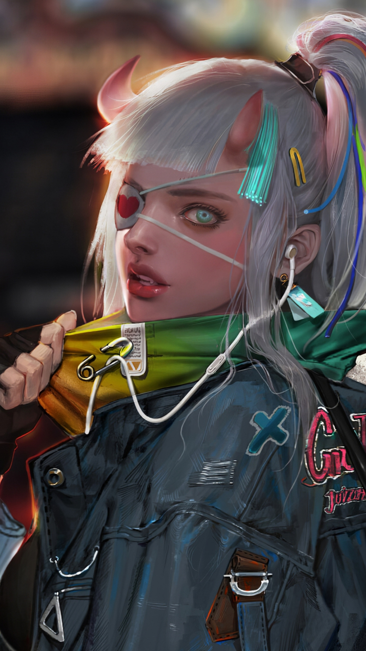 Download wallpaper 750x1334 devil girl