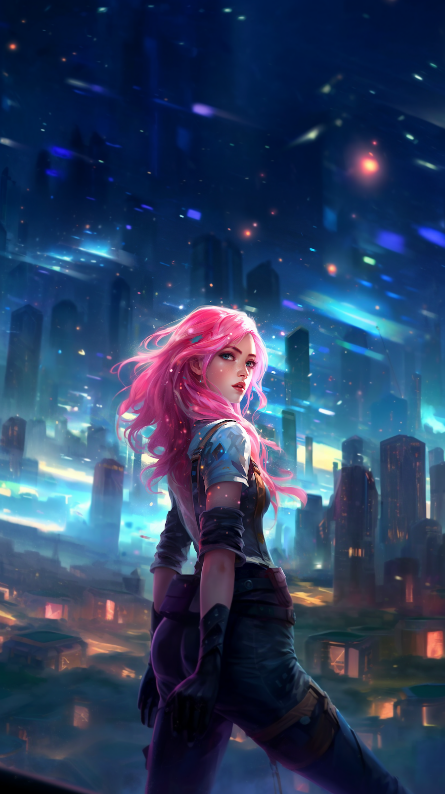 Beautiful Anime Cyberpunk Girl
