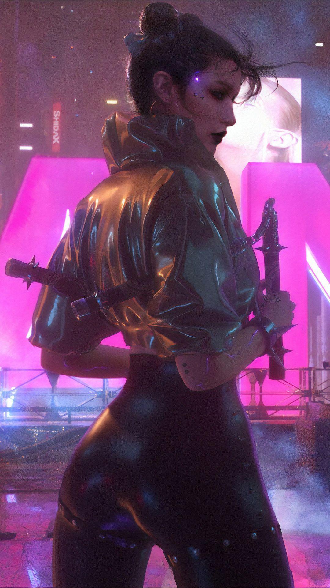 Cyberpunk Girl Art 4K Wallpaper iPhone