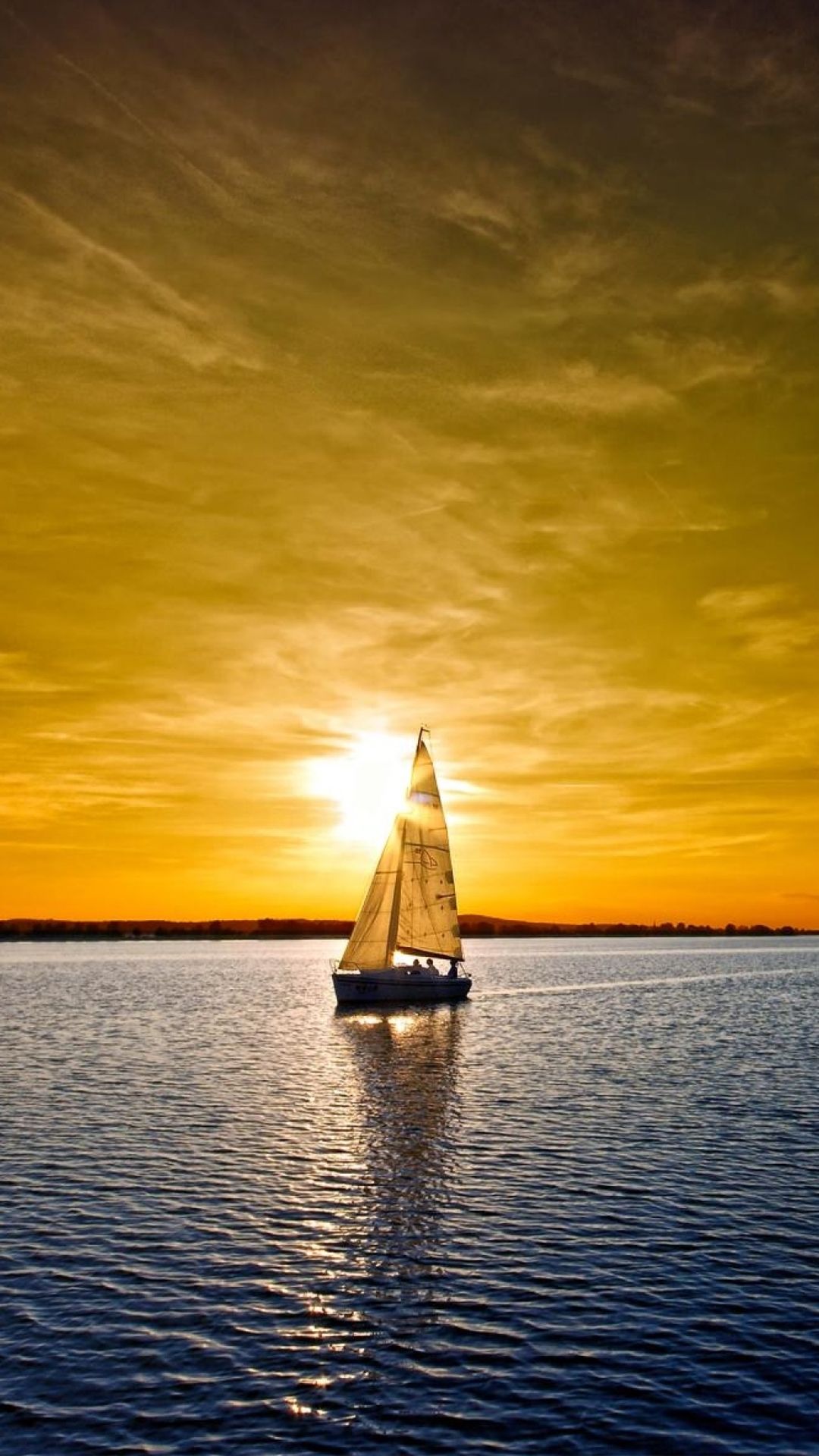 boat at sunset Wallpaper