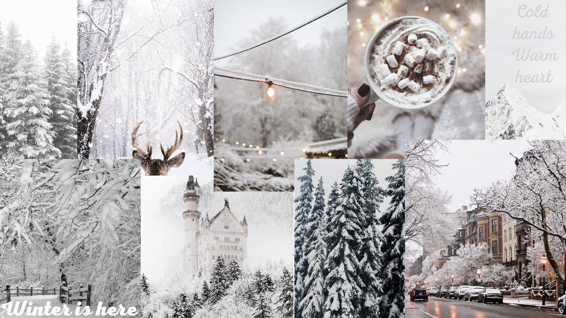 White winter collage wallpaper