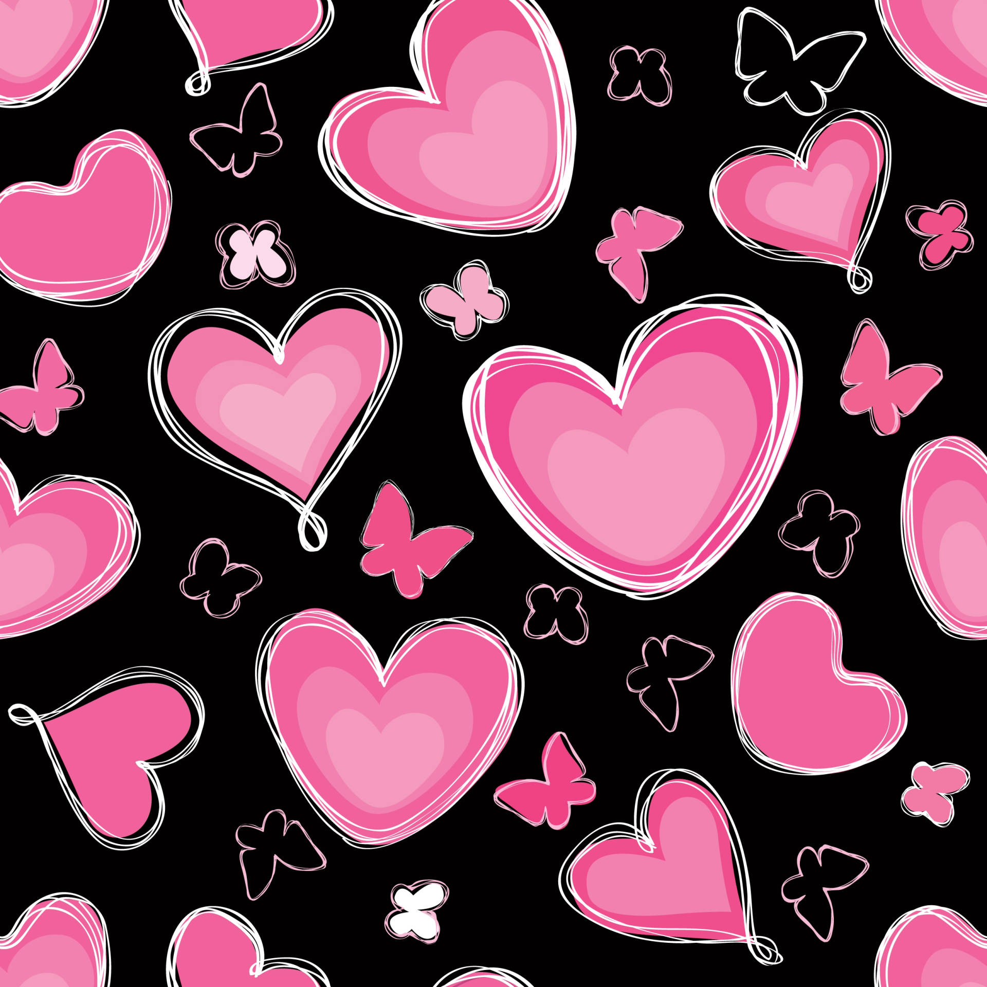 Black Pink Hearts Wallpaper