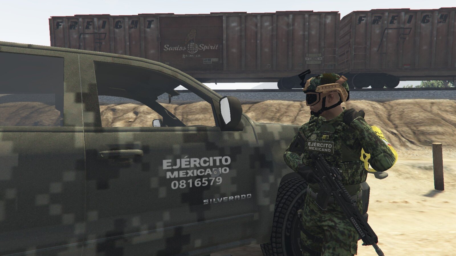 Mexican army soldier securing a scene