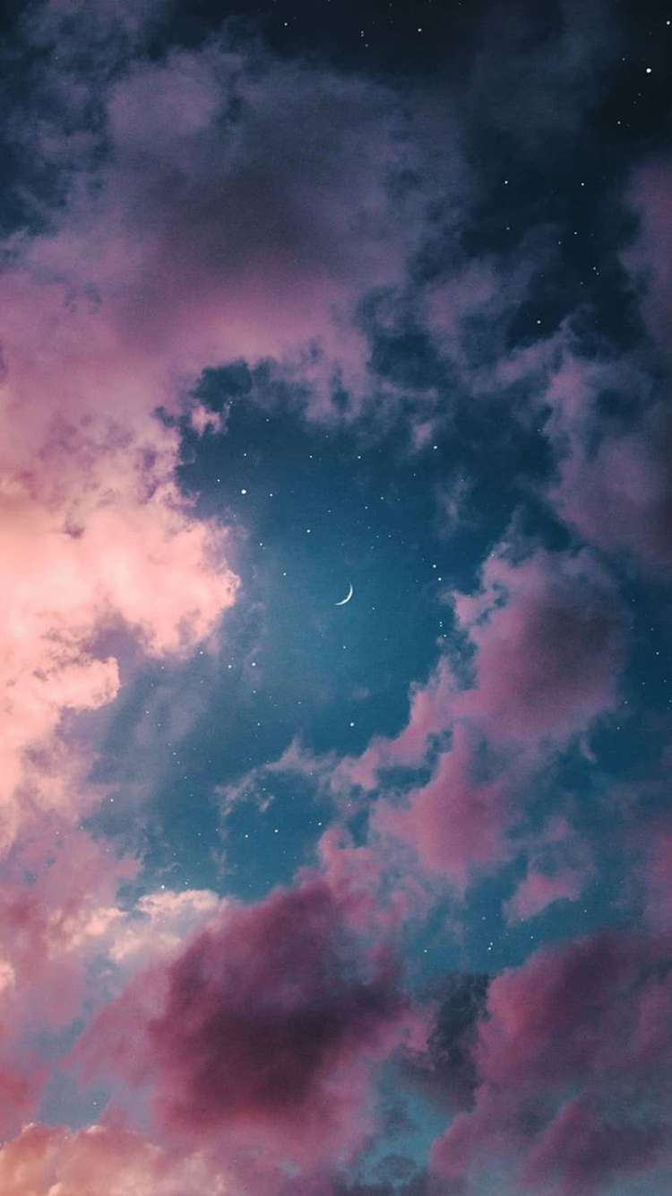 Cloudy Sky Stars iPhone Wallpaper