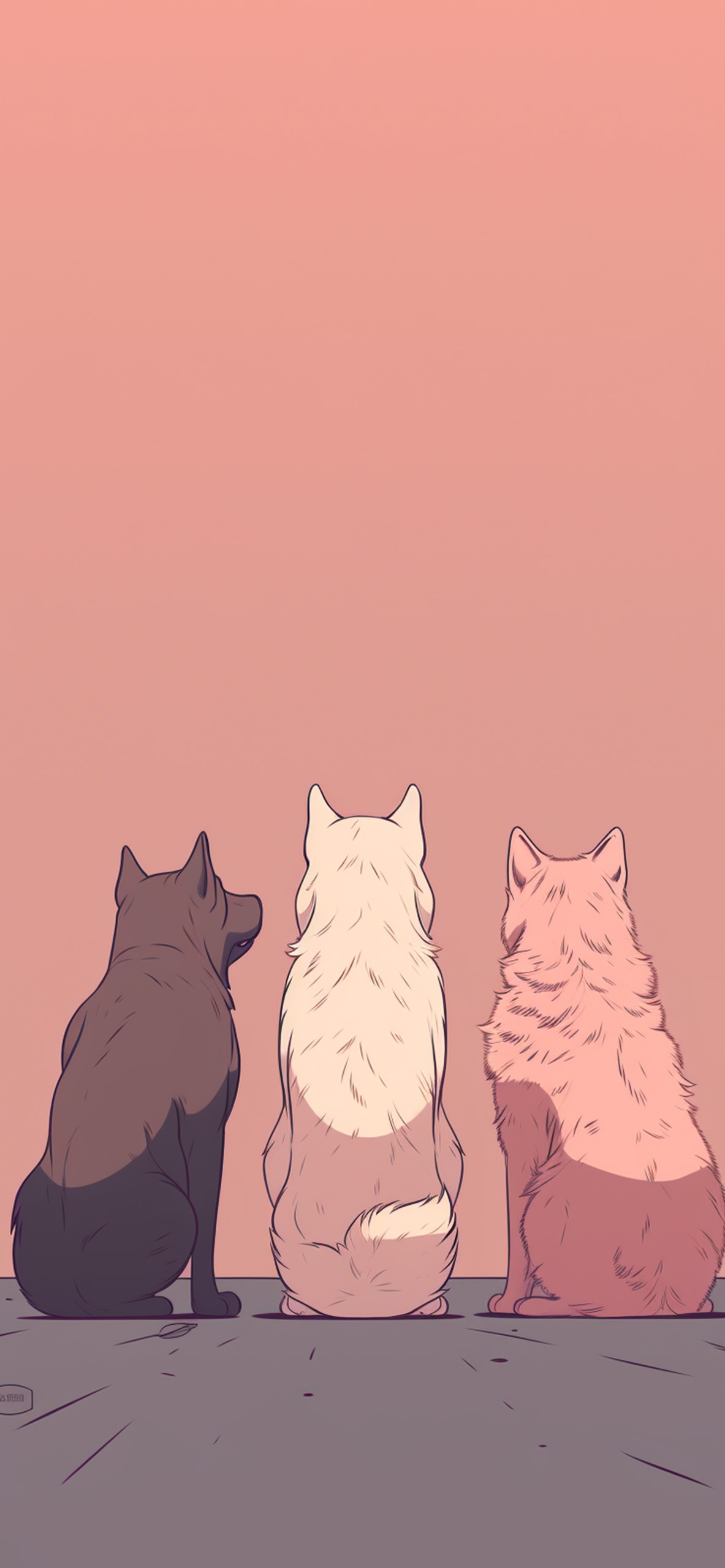 Three Dogs Pink Wallpaper Dogs