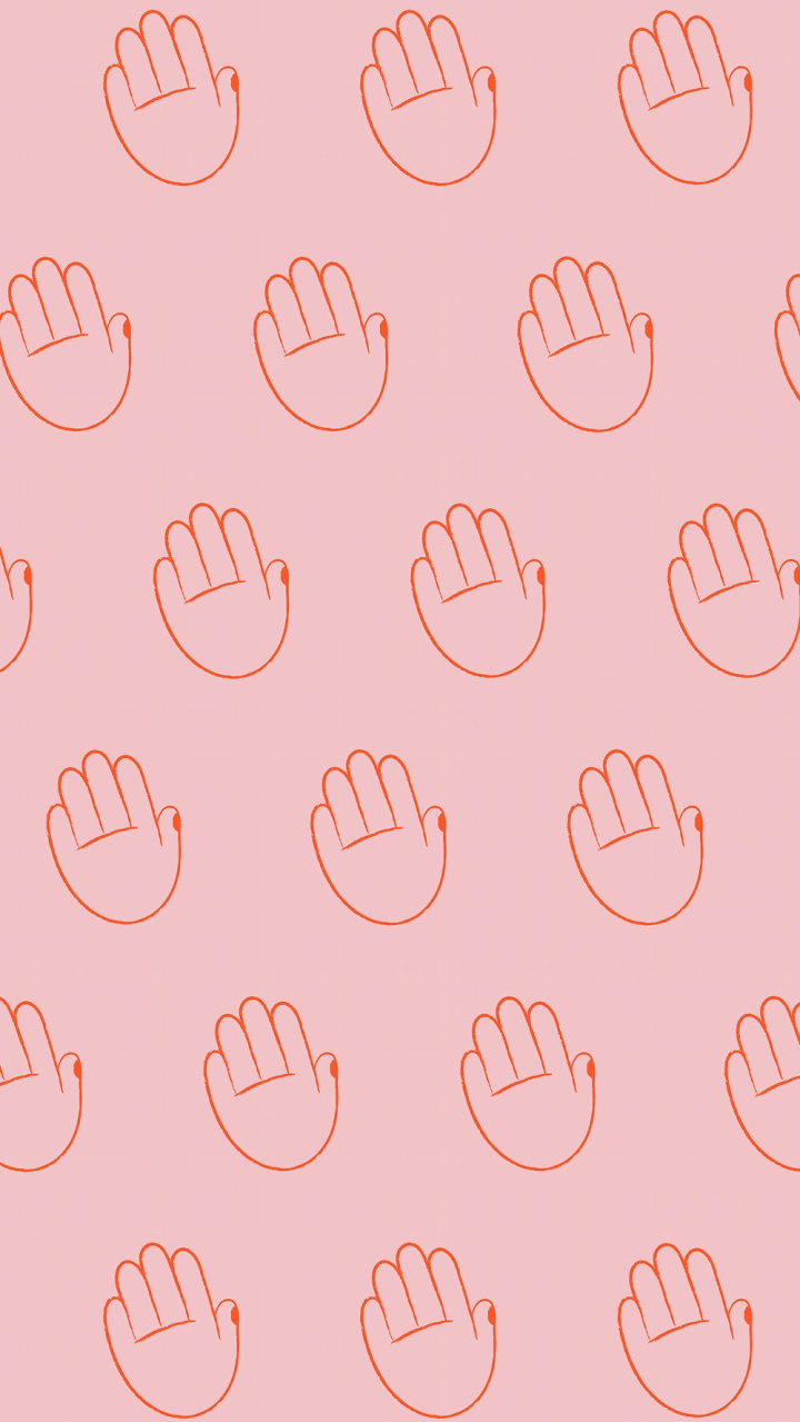 Pink seamless phone wallpaper, hand