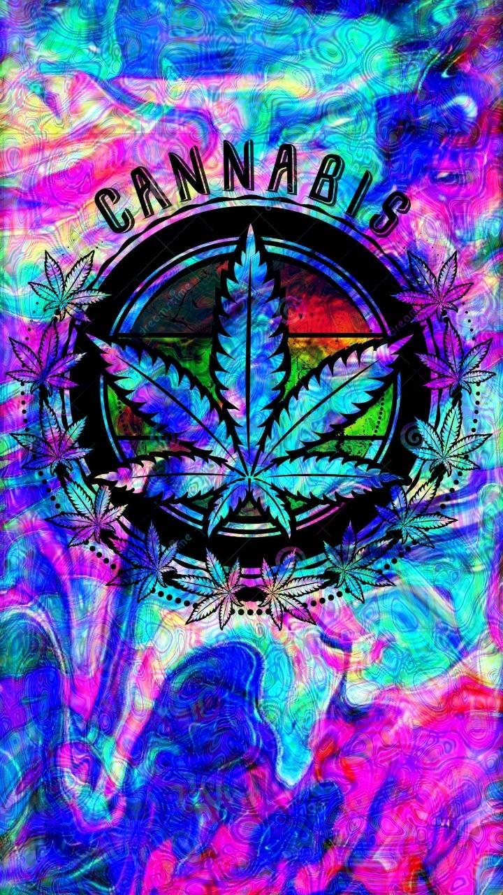 Trippy cannabis leaf Wallpaper