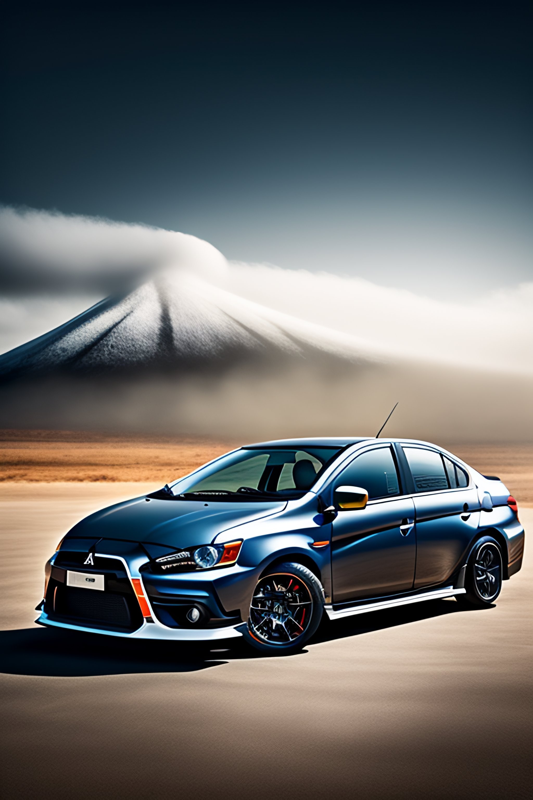 Mitsubishi lancer on a white