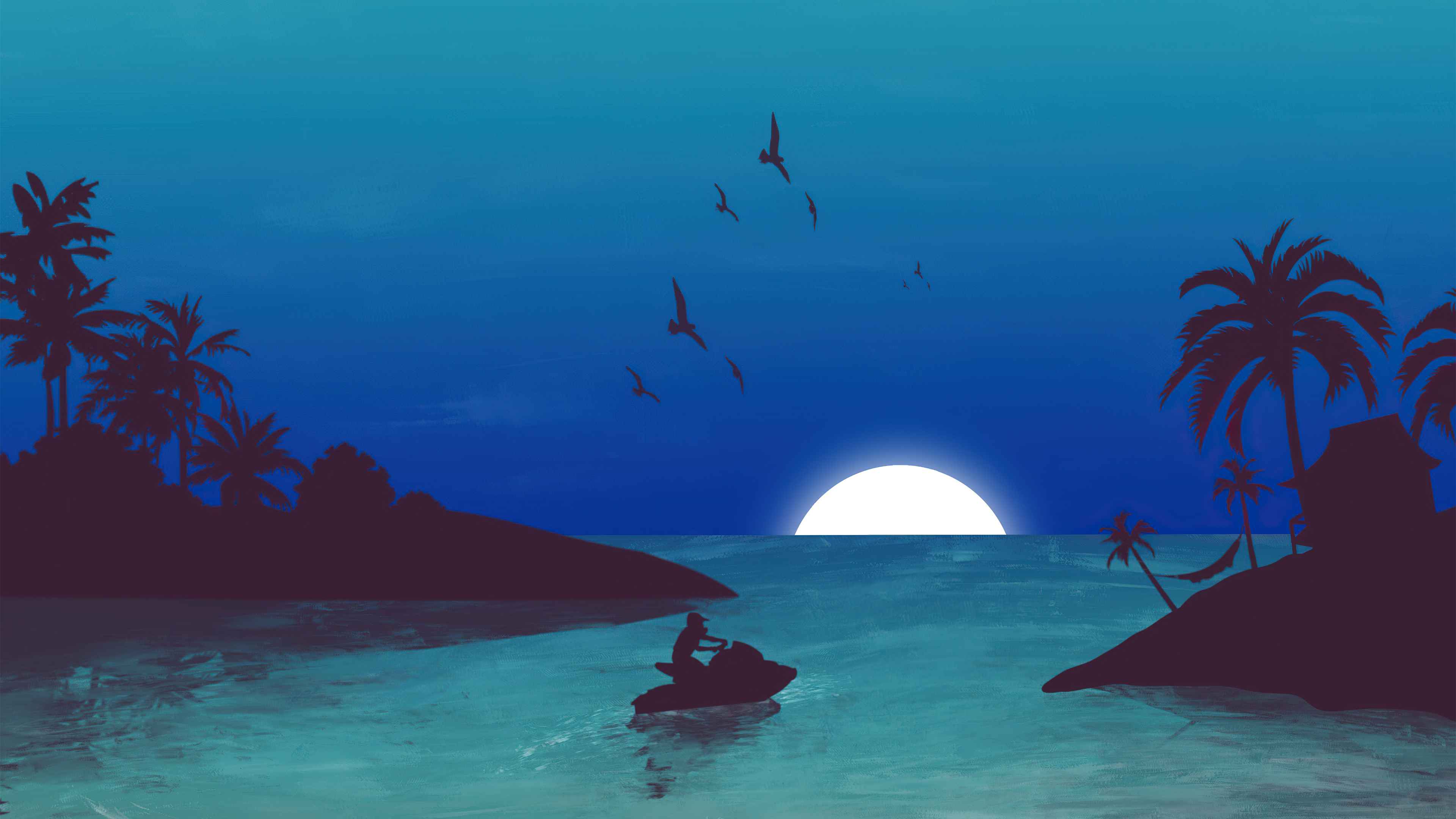 Beach Nights Minimal 4k Wallpaper, HD