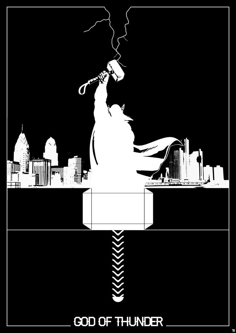 Thor Silhouette in Black and White