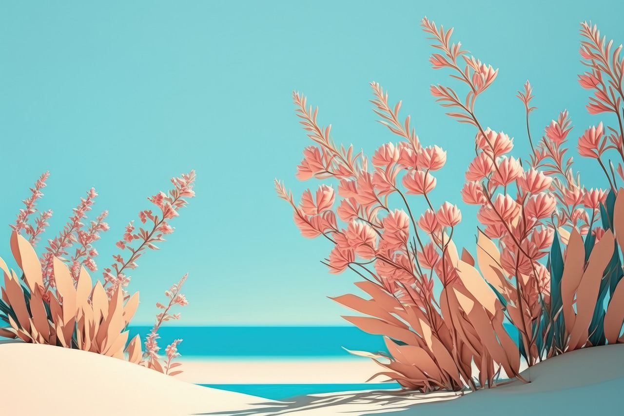 Download Beach, Ocean, Flowers. Royalty