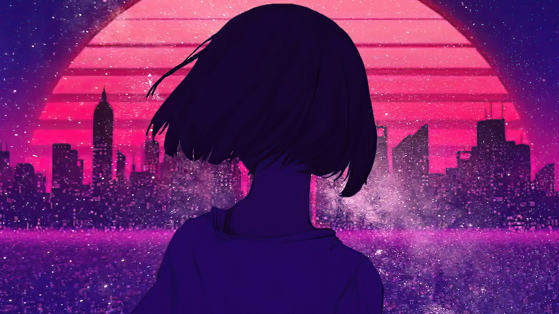 Art Girl Sunset Anime