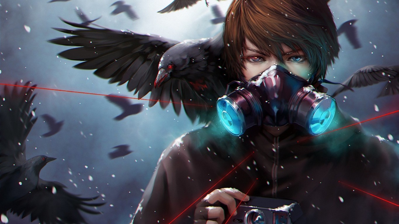 Snowy Crow Anime Wallpaper 514 1366x768