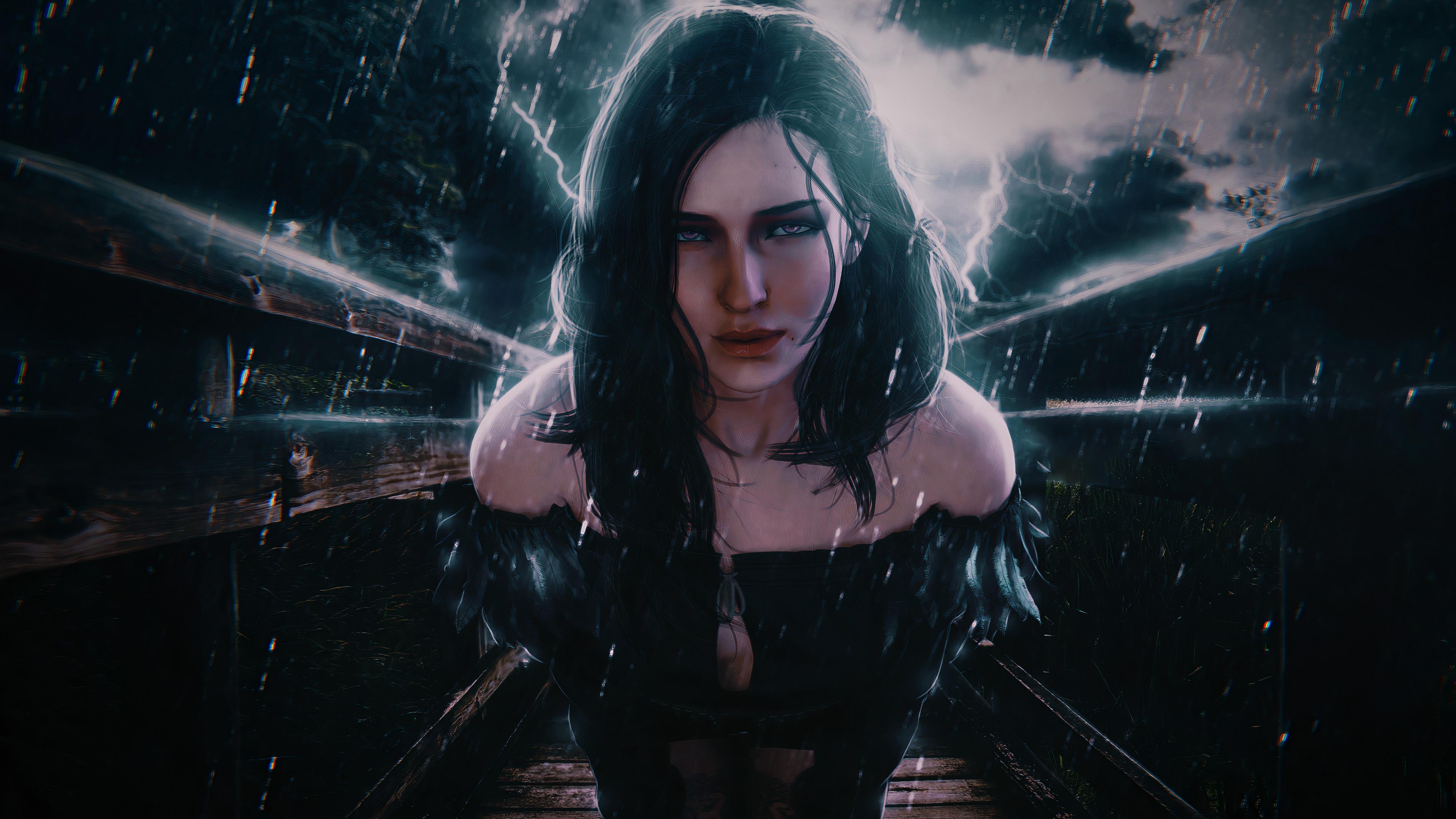 Yennefer Storm 4k Upscaled Wallpaper