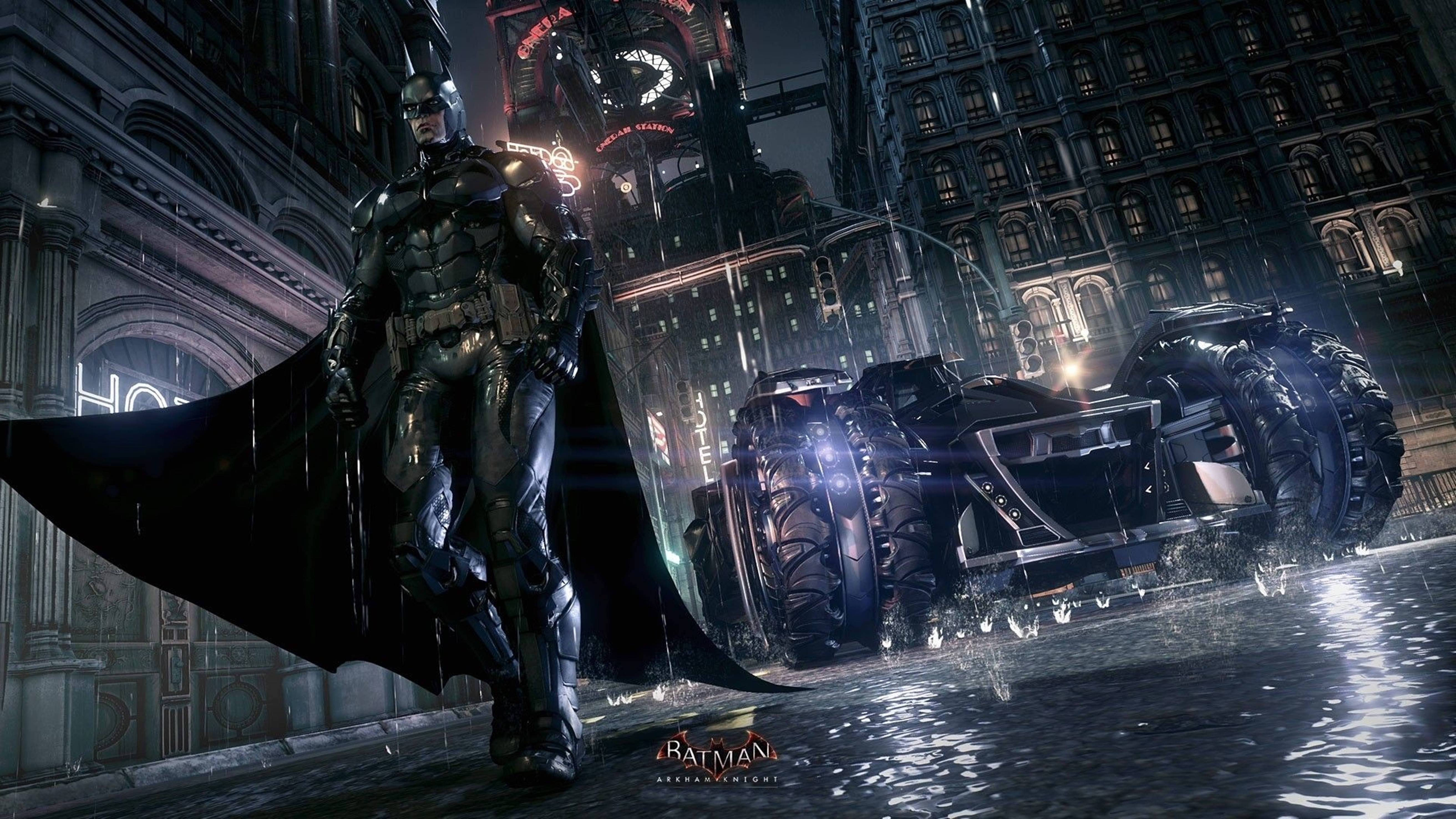 With Batmobile Arkham City 4K Wallpaper