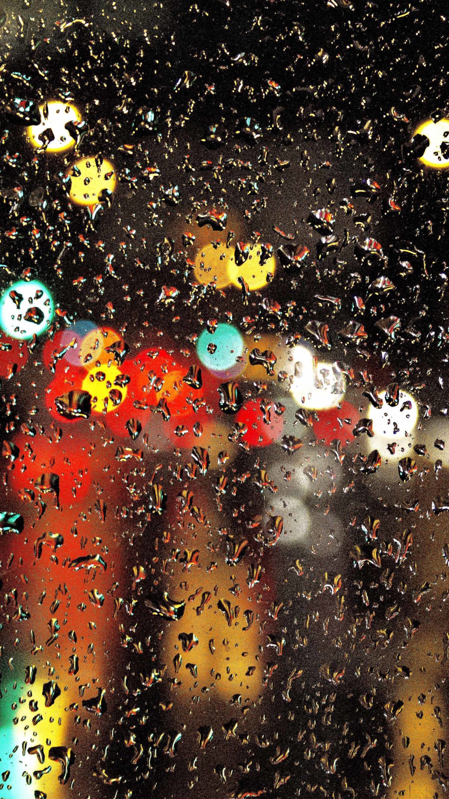 Bokeh Traffic Lights Rain Drops