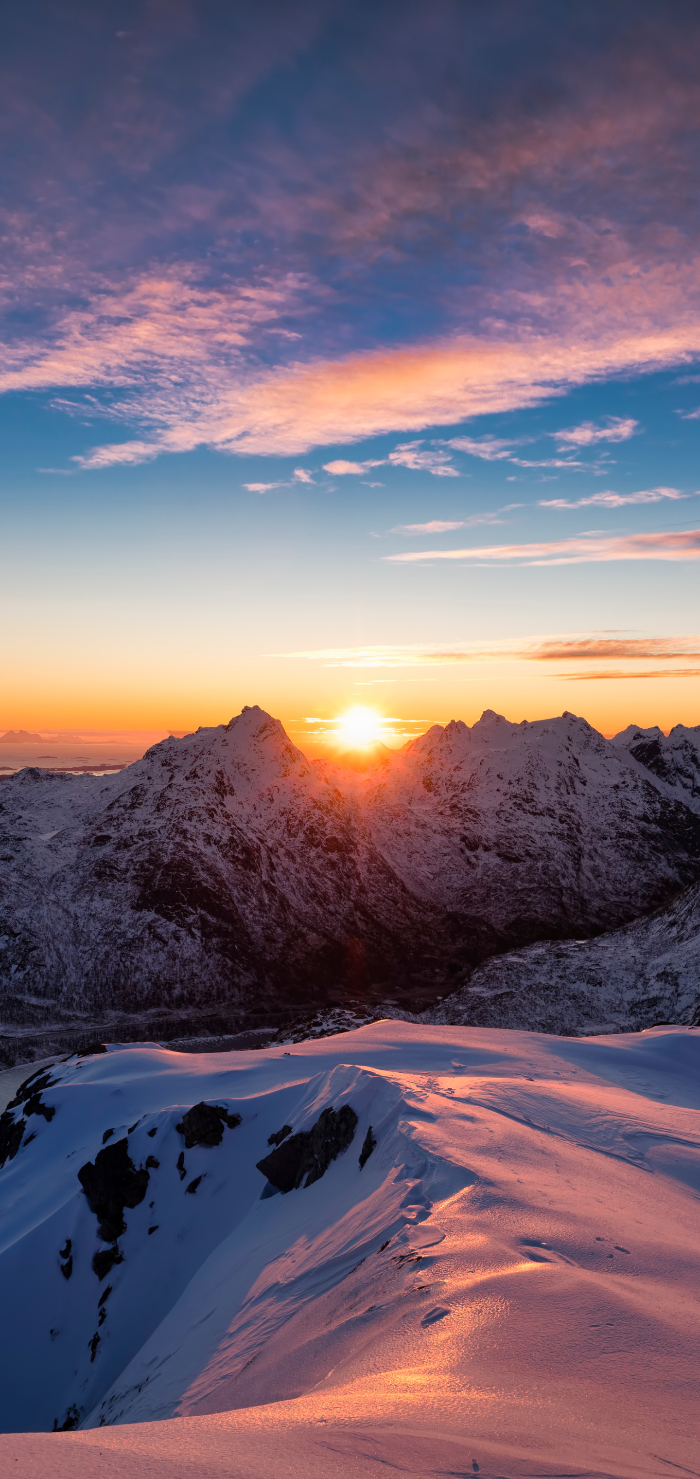 Snow, Mountain, Sunrise, Earth, Norway