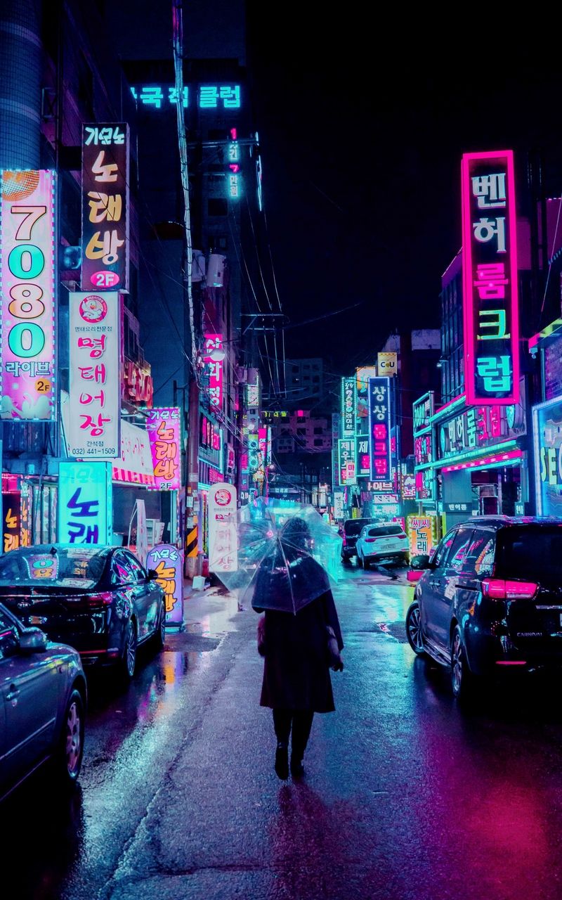 Seoul, South Korea. Cyberpunk city