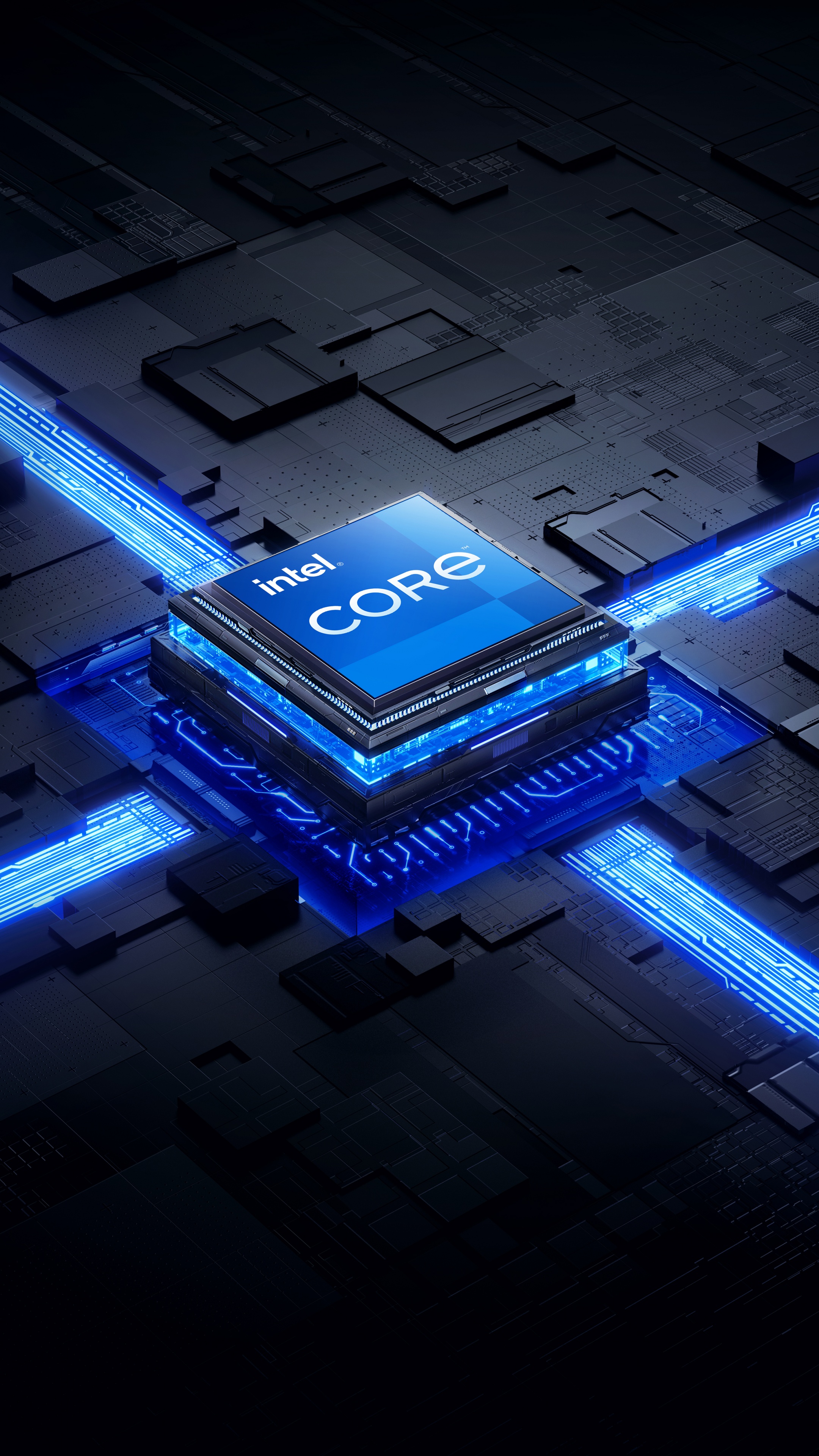 Intel processor Wallpaper 4K, Futuristic, 3D background