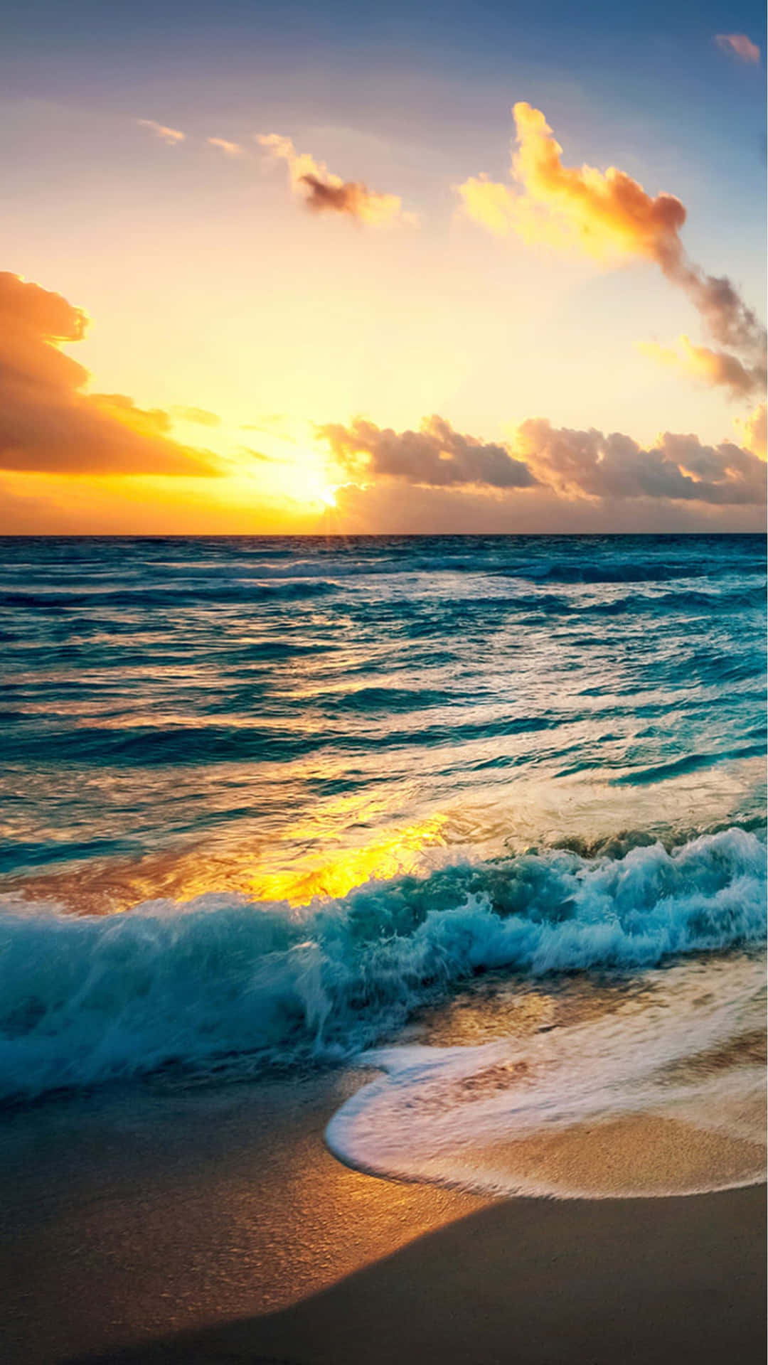 Water Waves Under Sunset Wallpaper