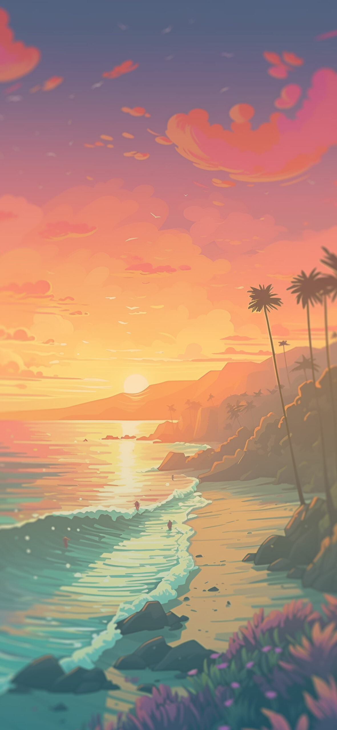 Beach Sunset in California Summer