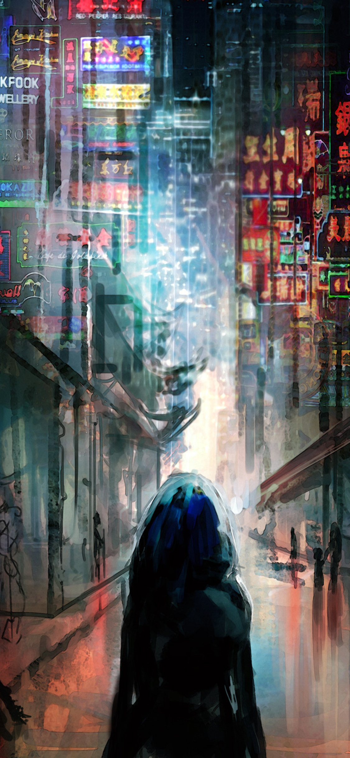 Anime Girl City Lights 4k