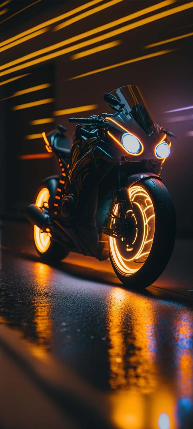 Neon Glowing Bike IPhone Wallpaper HD