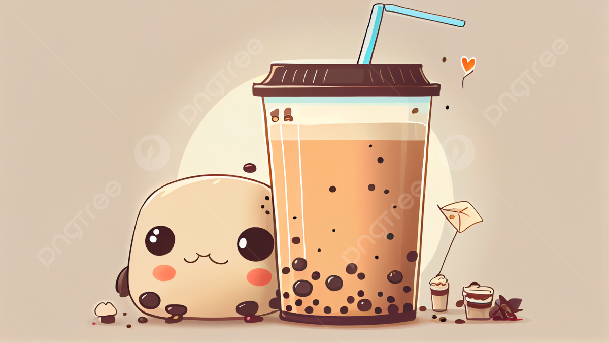 Milk Tea Cartoon Background Image, HD