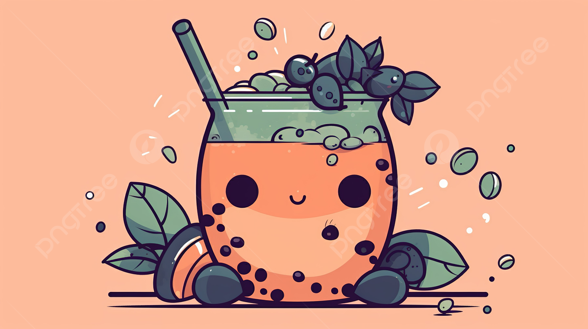 Little Cartoon Bubble Tea Drink With