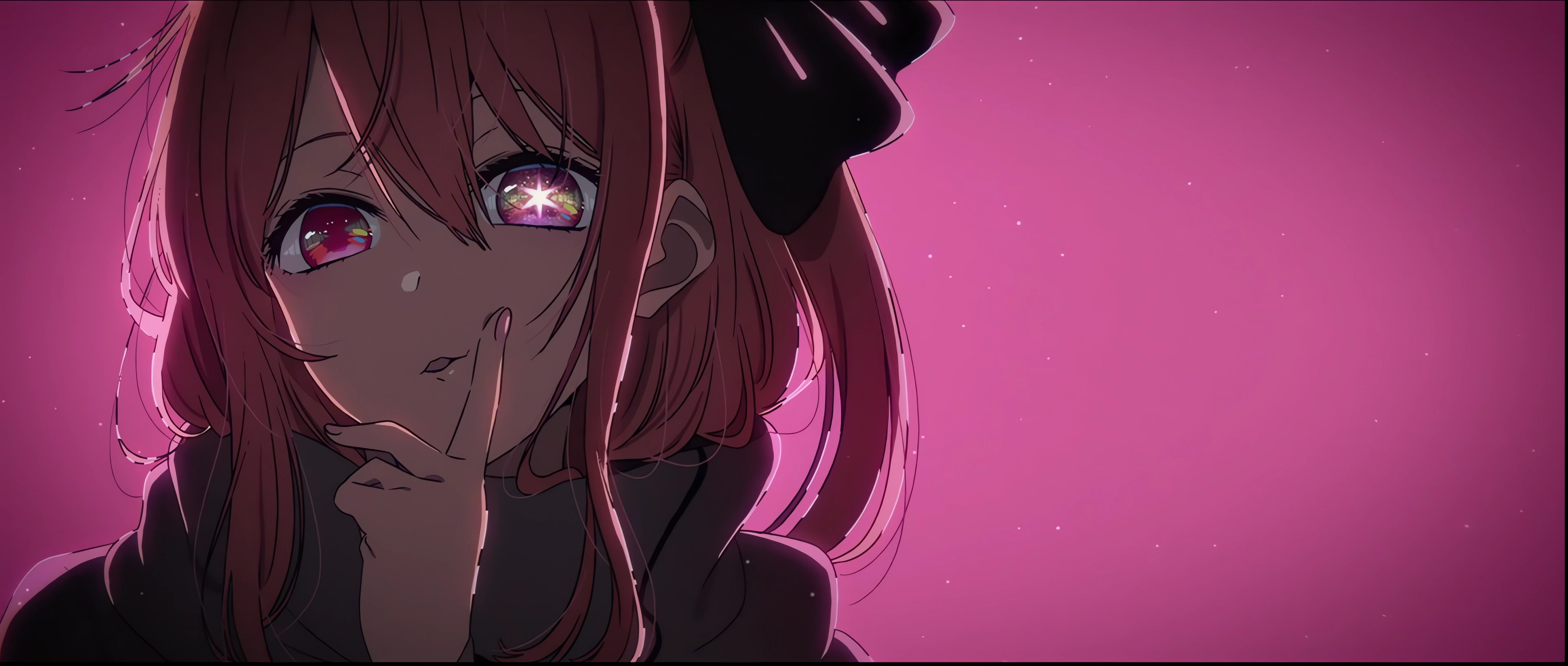 looking at viewer, long hair, Oshi no Ko, Hoshino Ruby, anime girls, star eyes, simple background, minimalismx1636 Wallpaper
